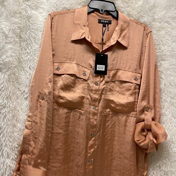 DKNY Blouse , New ,Size Large , color cooper /peach - Picture 6 of 7